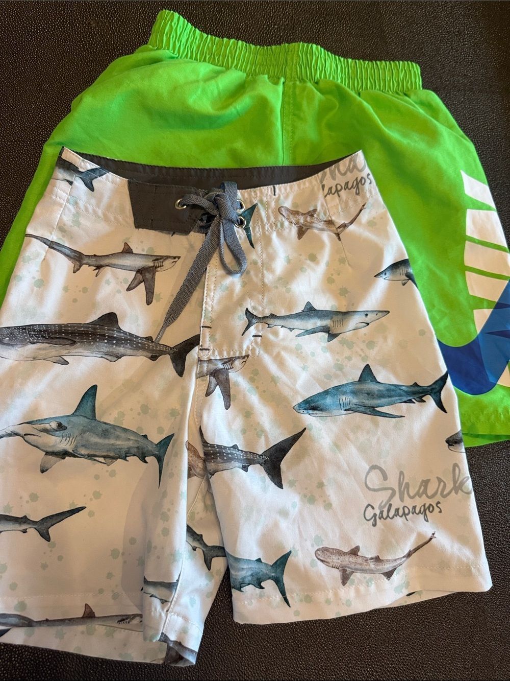 Nike & Tatoo Kids Lime Green & White Shark Galapagos Print Swim Trunks size 6/ S
